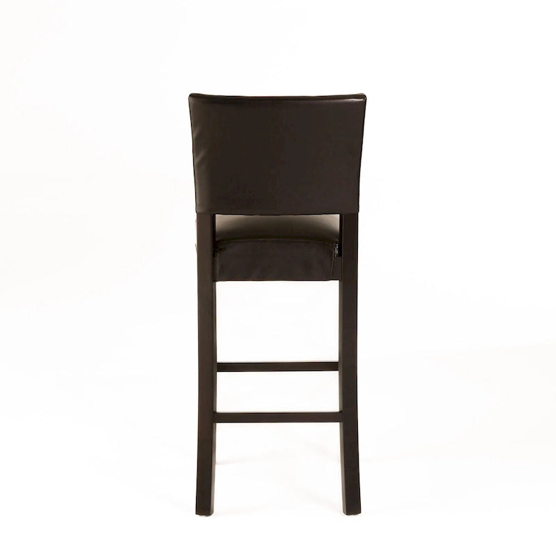 30.5" Sgabello da bar moderno con schienale in pelle, seduta imbottita, finiture con borchie, gambe in legno massello per bar, sala da pranzo, soggiorno, caffè