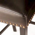 30.5" Sgabello da bar moderno con schienale in pelle, seduta imbottita, finiture con borchie, gambe in legno massello per bar, sala da pranzo, soggiorno, caffè