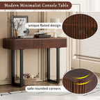 Consolle da ingresso moderna in legno massello con design a coste e contenitore