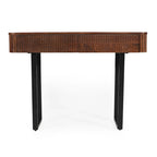 Consolle da ingresso moderna in legno massello con design a coste e contenitore