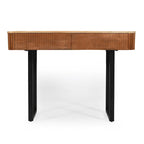 Consolle da ingresso moderna in legno massello con design a coste e contenitore