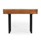 Consolle da ingresso moderna in legno massello con design a coste e contenitore
