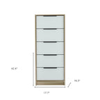 Cassettiera moderna in legno a 5 cassetti con guide e maniglie in metallo