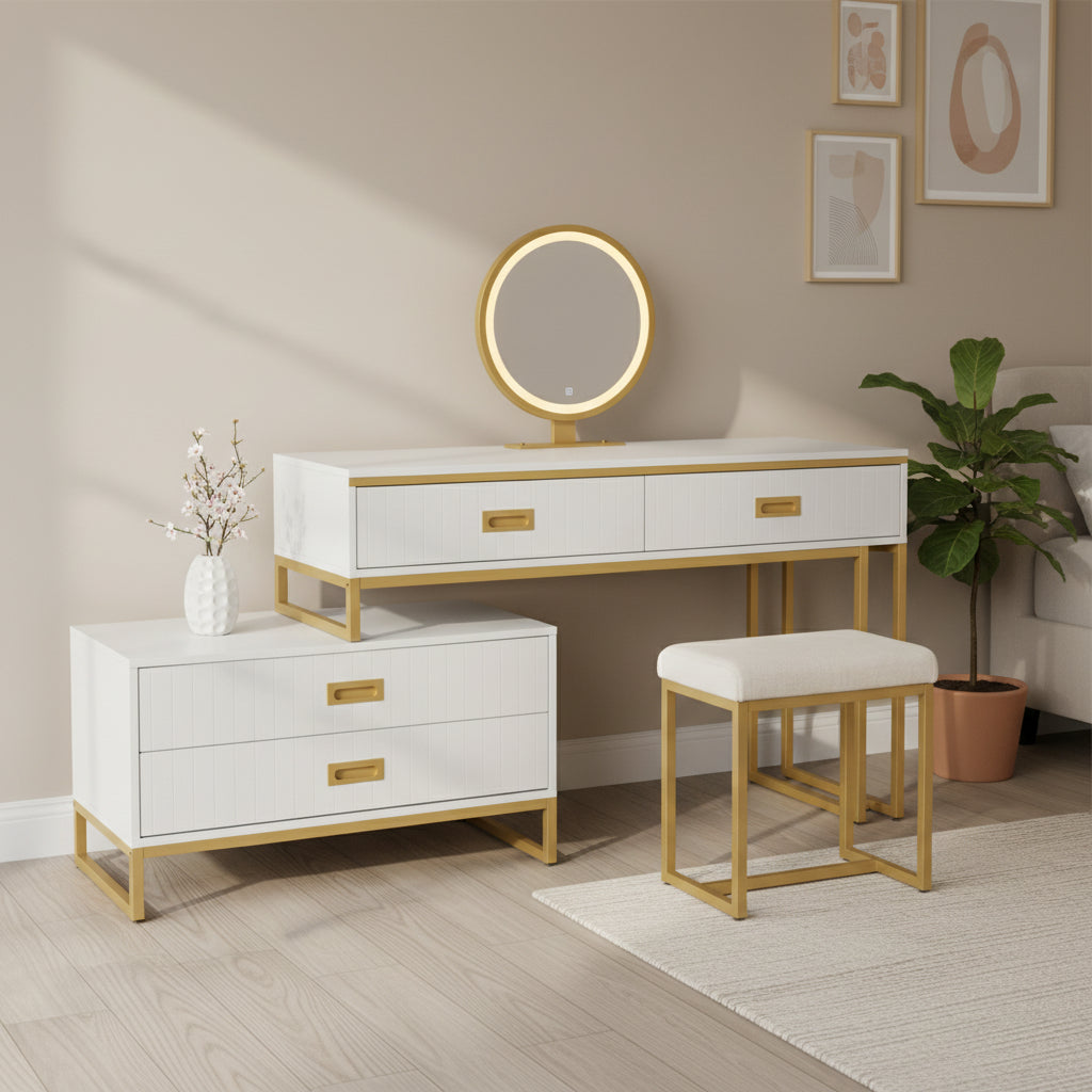 Toeletta in Stile Moderno con Mobile Laterale Mobile e 4 Cassetti