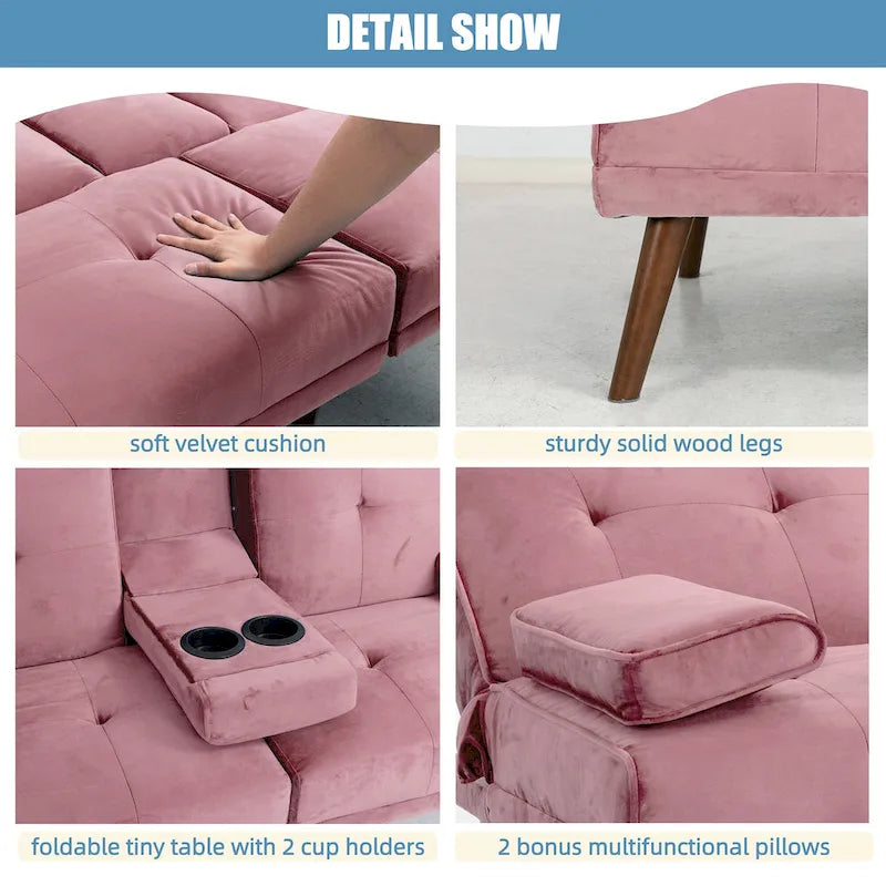 Divanetto piccolo da 60" – Divano letto convertibile 3-in-1 carino