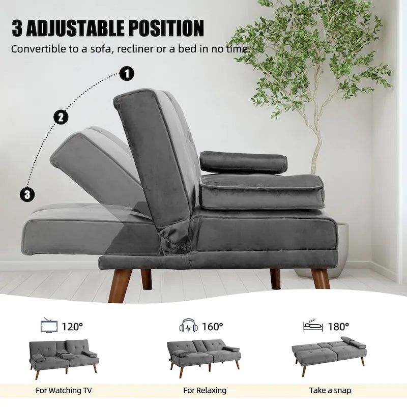 Divanetto piccolo da 60" – Divano letto convertibile 3-in-1 carino