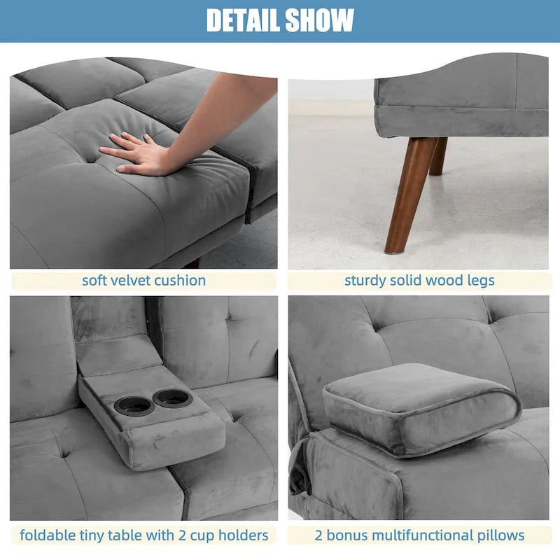 Divanetto piccolo da 60" – Divano letto convertibile 3-in-1 carino