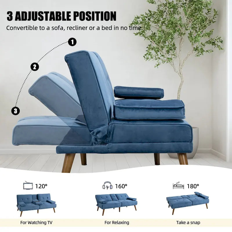 Divanetto piccolo da 60" – Divano letto convertibile 3-in-1 carino