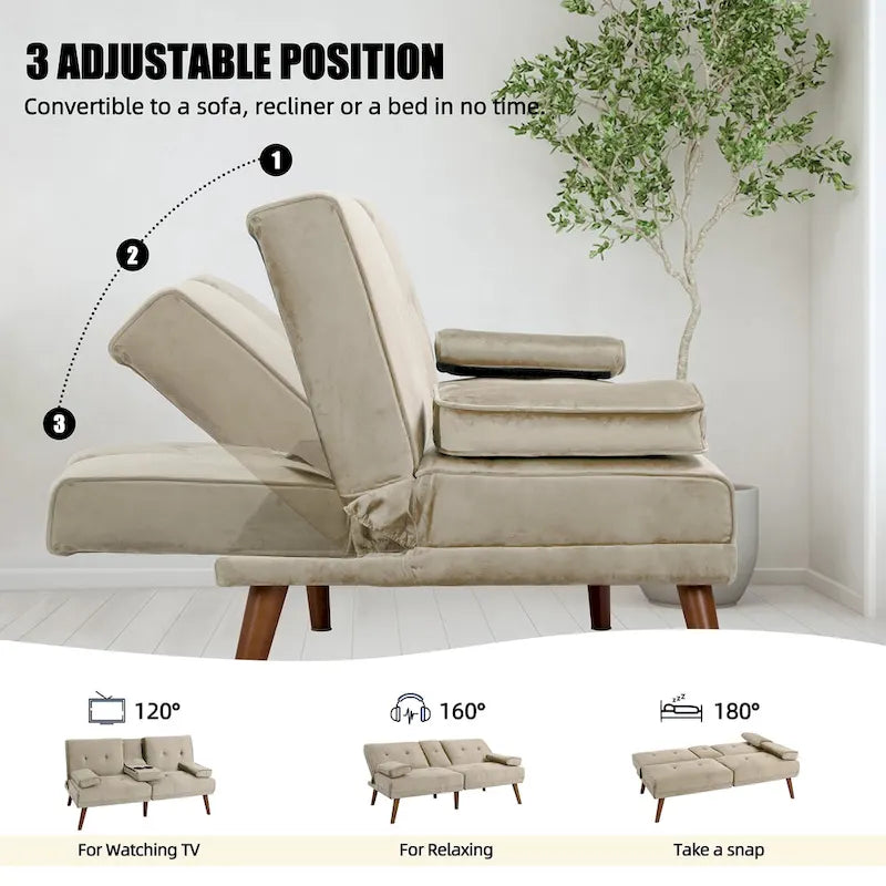Divanetto piccolo da 60" – Divano letto convertibile 3-in-1 carino