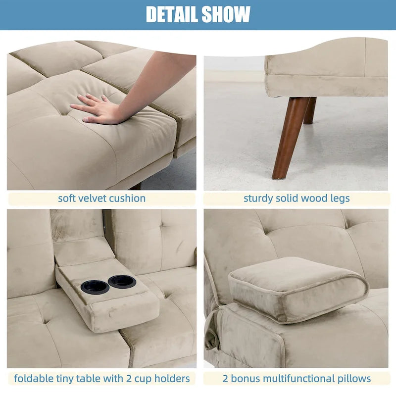 Divanetto piccolo da 60" – Divano letto convertibile 3-in-1 carino