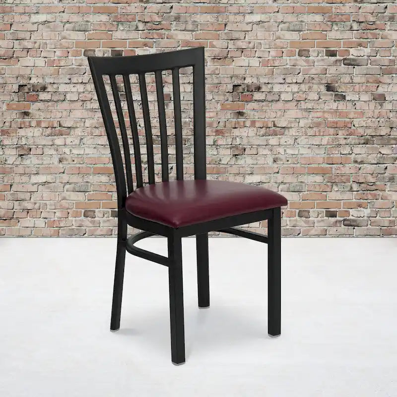 Sedia per ristorante in metallo con schienale a scuola - 17,25 L x 18,75 P x 34,75 H