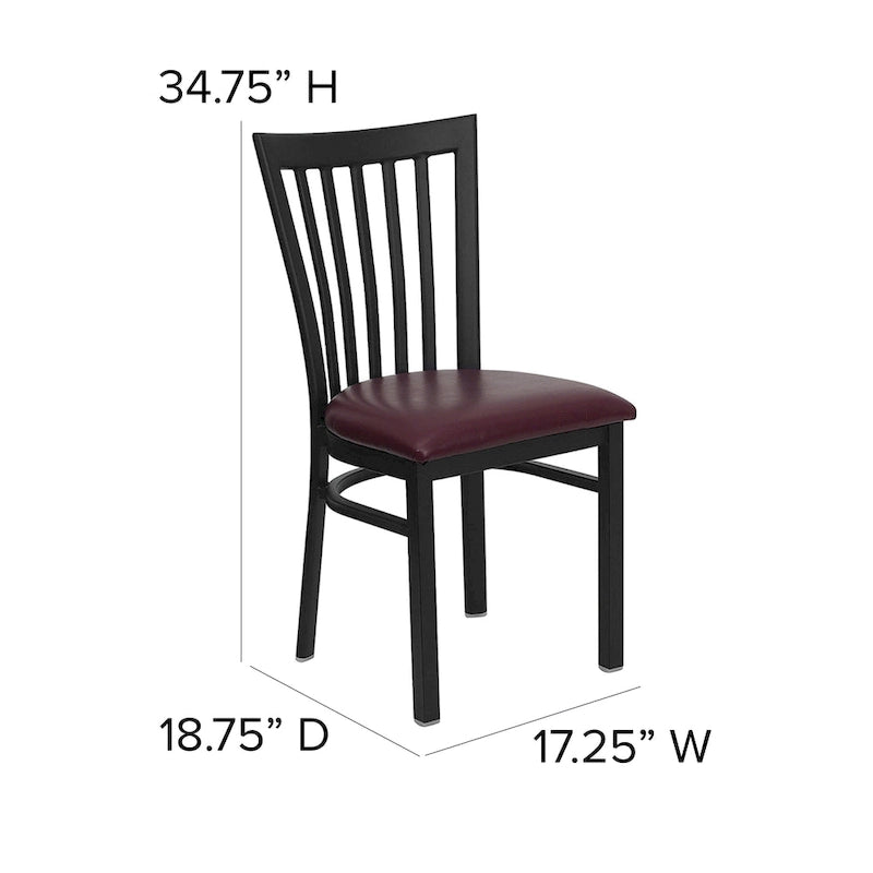 Sedia per ristorante in metallo con schienale a scuola - 17,25 L x 18,75 P x 34,75 H