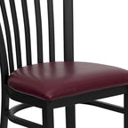 Sedia per ristorante in metallo con schienale a scuola - 17,25 L x 18,75 P x 34,75 H