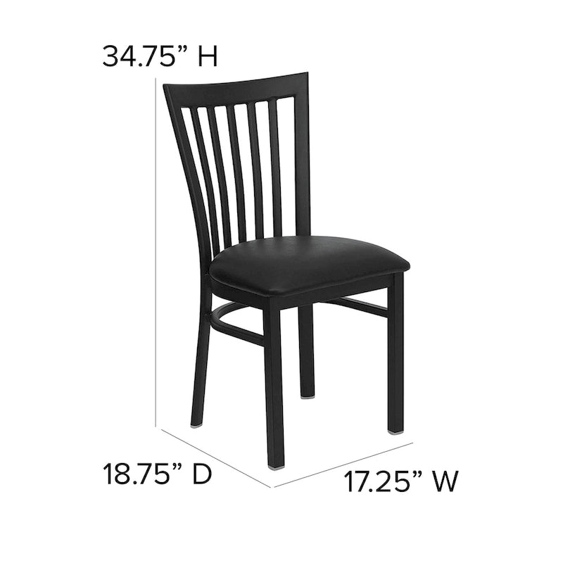 Sedia per ristorante in metallo con schienale a scuola - 17,25 L x 18,75 P x 34,75 H