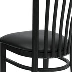 Sedia per ristorante in metallo con schienale a scuola - 17,25 L x 18,75 P x 34,75 H