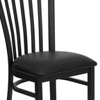 Sedia per ristorante in metallo con schienale a scuola - 17,25 L x 18,75 P x 34,75 H