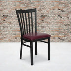 Sedia per ristorante in metallo con schienale a scuola - 17,25 L x 18,75 P x 34,75 H