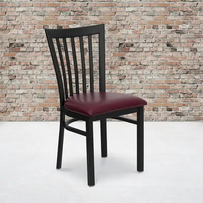 Sedia per ristorante in metallo con schienale a scuola - 17,25 L x 18,75 P x 34,75 H