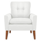 Poltrona con braccioli e rivestimento in tessuto moderno con gambe in legno – Grigio/Bianco sporco