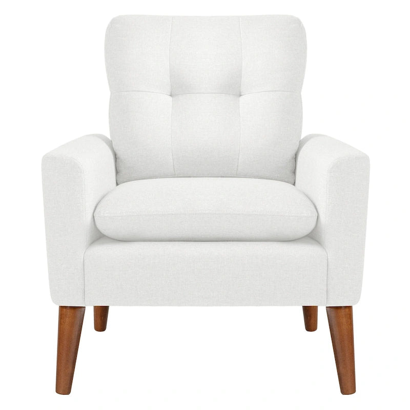 Poltrona con braccioli e rivestimento in tessuto moderno con gambe in legno – Grigio/Bianco sporco