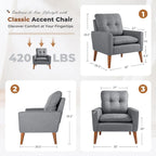 Poltrona con braccioli e rivestimento in tessuto moderno con gambe in legno – Grigio/Bianco sporco