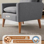 Poltrona con braccioli e rivestimento in tessuto moderno con gambe in legno – Grigio/Bianco sporco