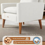 Poltrona con braccioli e rivestimento in tessuto moderno con gambe in legno – Grigio/Bianco sporco