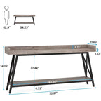 Tavolo da ingresso lungo 180 cm, Tavolino stretto da divano/consolle da dietro divano Marrone