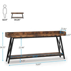 Tavolo da ingresso lungo 180 cm, Tavolino stretto da divano/consolle da dietro divano Marrone