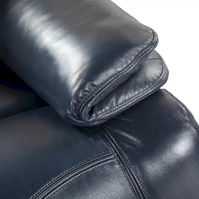 Poltrona reclinabile elettrica in vera pelle con cuscino lombare e porta USB