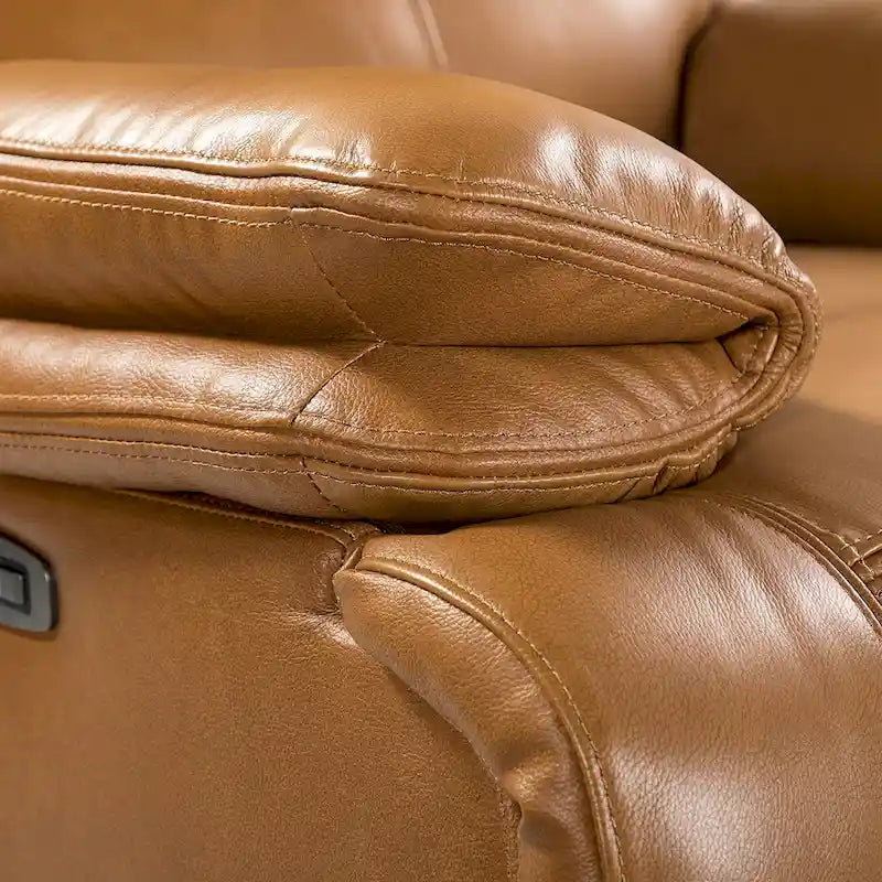 Poltrona reclinabile elettrica in vera pelle con cuscino lombare e porta USB