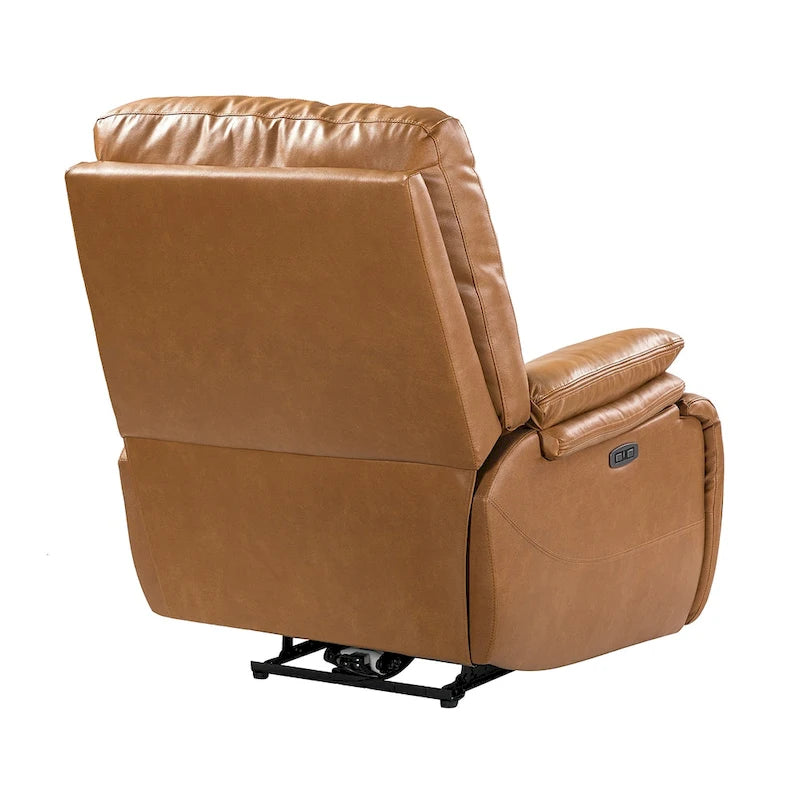 Poltrona reclinabile elettrica in vera pelle con cuscino lombare e porta USB