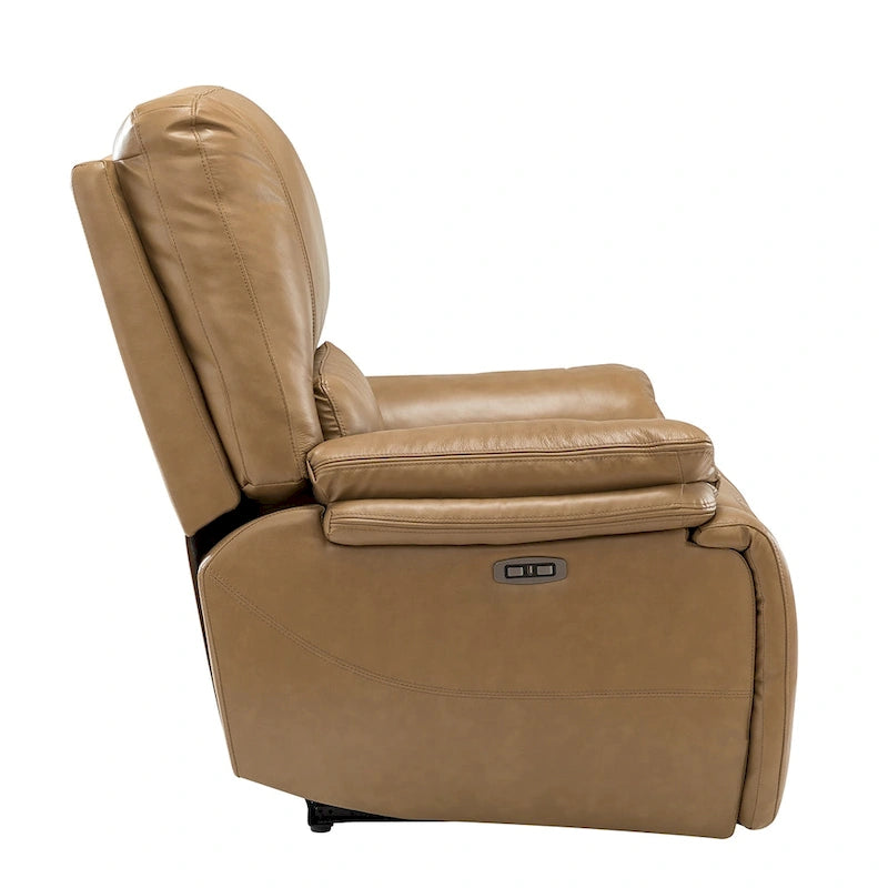 Poltrona reclinabile elettrica in vera pelle con cuscino lombare e porta USB