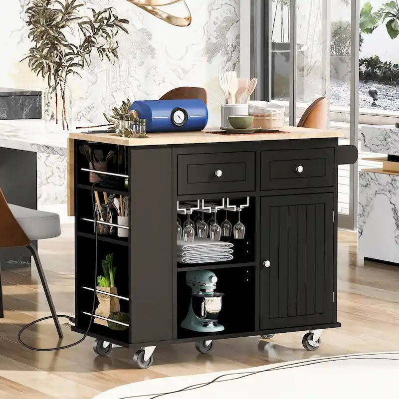 Isola da Cucina con Ripiano a Scomparsa e Presa Elettrica per Sala da Pranzo
