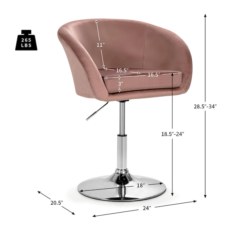 Sedia da trucco regolabile in altezza Sedia da salotto moderna girevole in velluto