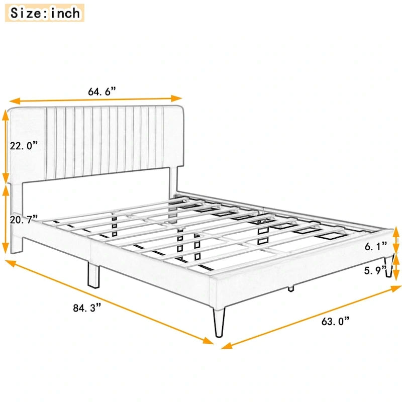 Letto a piattaforma imbottito Queen Size