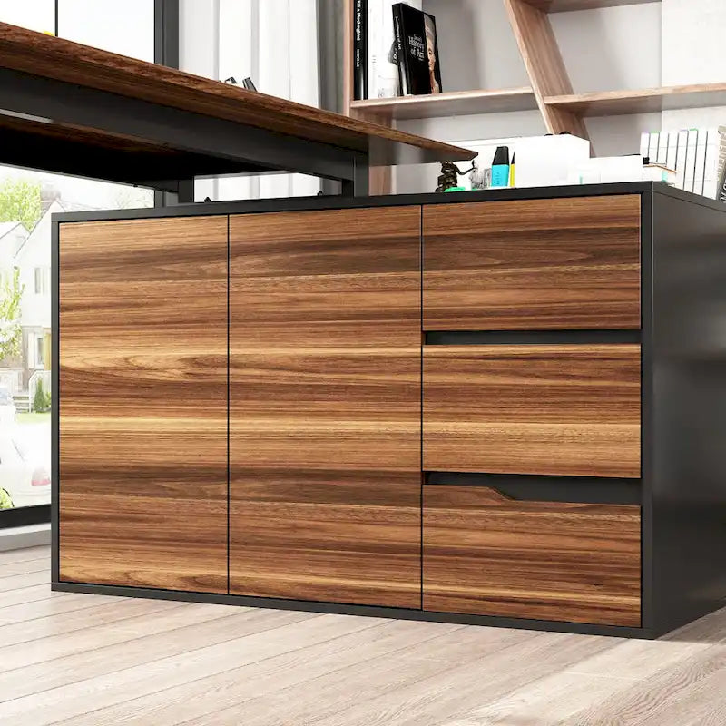 Scrivania angolare a L da 54,3" con mobile contenitore e 3 cassetti