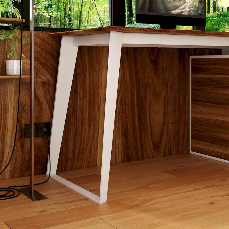 Scrivania angolare a L da 54,3" con mobile contenitore e 3 cassetti