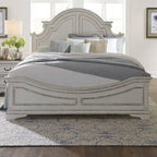 Letto a pannelli California King in corteccia invecchiata bianco antico