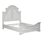 Letto a pannelli California King in corteccia invecchiata bianco antico