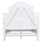 Letto a pannelli California King in corteccia invecchiata bianco antico