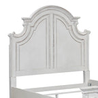 Letto a pannelli California King in corteccia invecchiata bianco antico