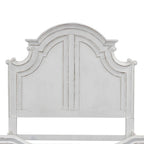Letto a pannelli California King in corteccia invecchiata bianco antico