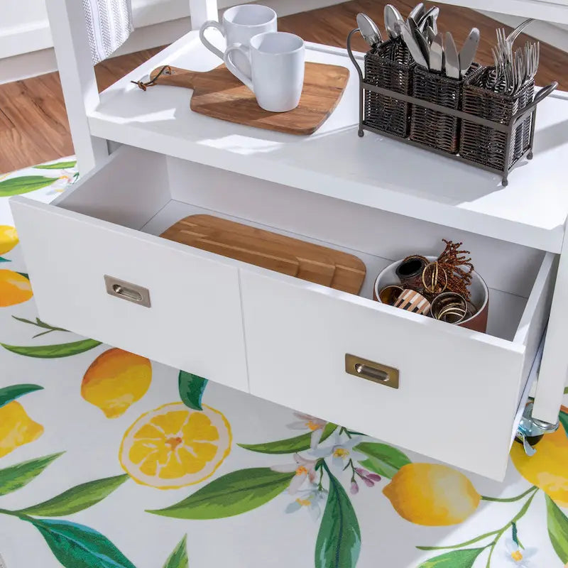 Carrello da cucina in acciaio inossidabile con cassetti e ruote piroettanti