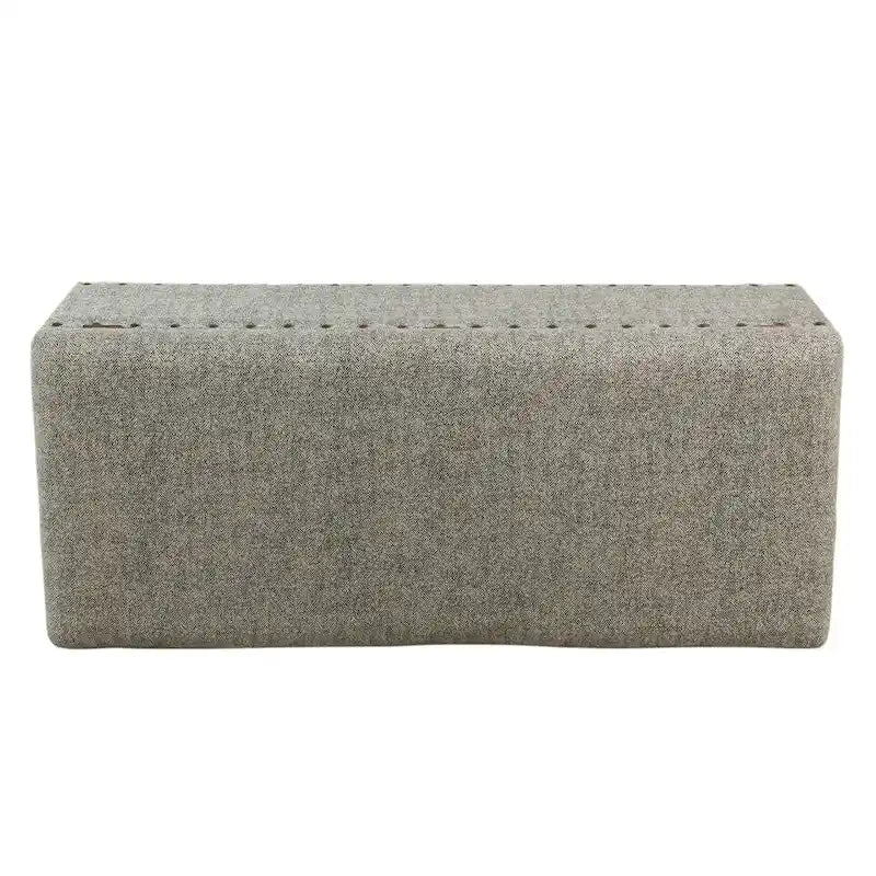 Panca contenitore da 42" con borchie decorative – Fantasia a spina di pesce color tortora