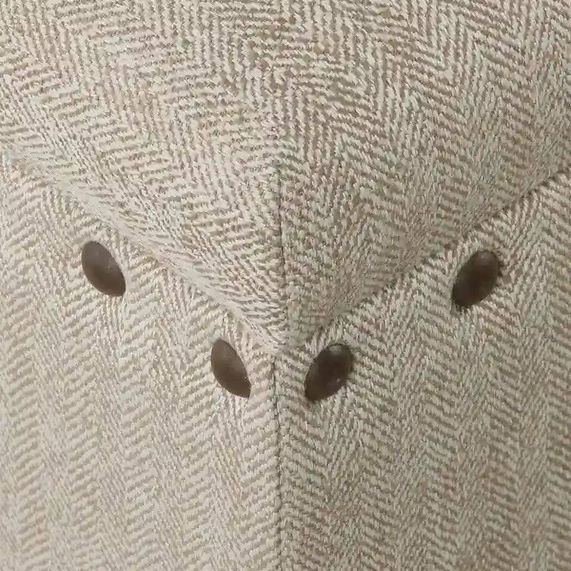Panca contenitore da 42" con borchie decorative – Fantasia a spina di pesce color tortora