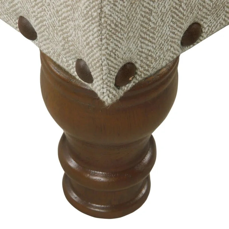 Panca contenitore da 42" con borchie decorative – Fantasia a spina di pesce color tortora