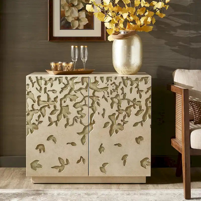Mobiletto decorativo a 2 ante dipinto a mano largo 35 pollici