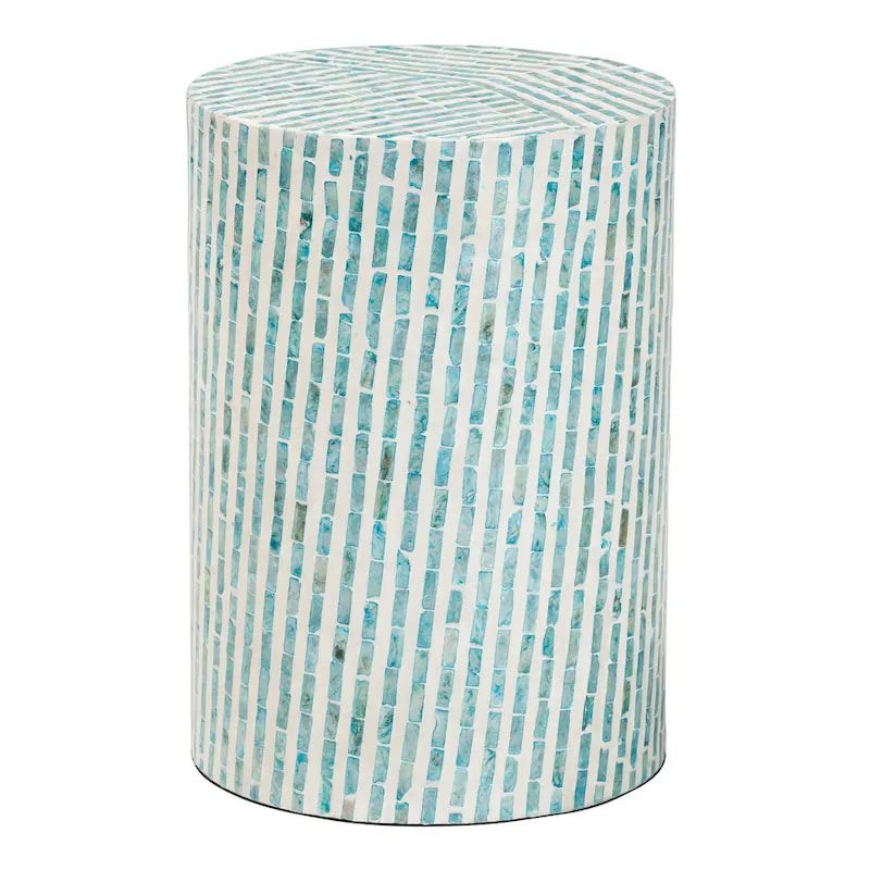 Tavolino da salotto bianco e blu in madreperla in stile bohémien moderno