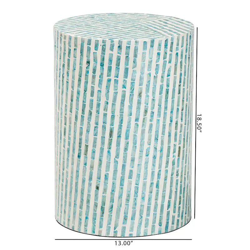 Tavolino da salotto bianco e blu in madreperla in stile bohémien moderno